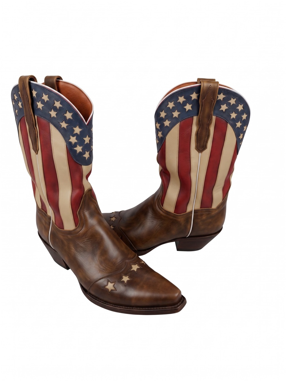 Dan Post American Flag Western Boots in Brown/Red/Blue